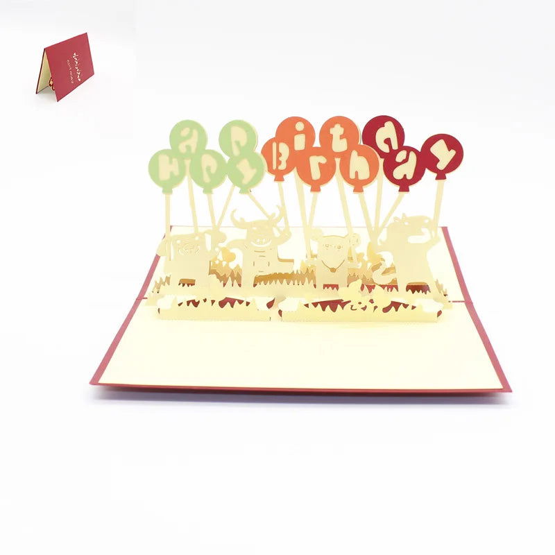 Pop UP 3D Birthday Cards World Attractions Card Business Invitation Boy Gift Greeting Tourist Postcard for Boyfriend Dad Present - Slobuy