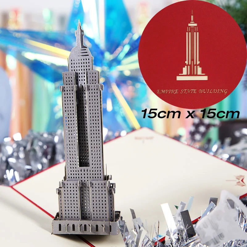 Pop UP 3D Birthday Cards World Attractions Card Business Invitation Boy Gift Greeting Tourist Postcard for Boyfriend Dad Present - Slobuy