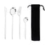 Portable 4Pcs Dinnerware Set Stainless Steel Tableware Cutlery Western Knife Fork TeaSpoon Kitchen Dinner Flatware Set with Bag - Slobuy