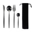 Portable 4Pcs Dinnerware Set Stainless Steel Tableware Cutlery Western Knife Fork TeaSpoon Kitchen Dinner Flatware Set with Bag - Slobuy