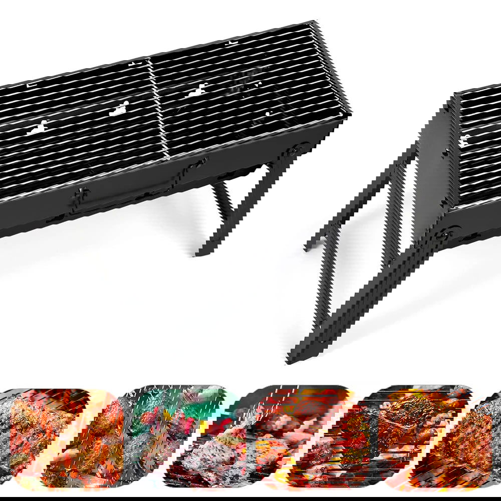 Portable BBQ Charcoal Grill Stainless Steel Small Mini BBQ Tool Kit Outdoor Cooking Camping Picnic Beach Portable BBQ - Slobuy
