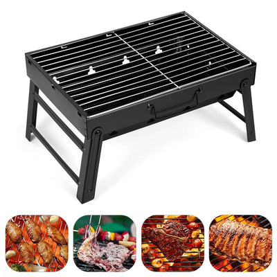 Portable BBQ Charcoal Grill Stainless Steel Small Mini BBQ Tool Kit Outdoor Cooking Camping Picnic Beach Portable BBQ - Slobuy