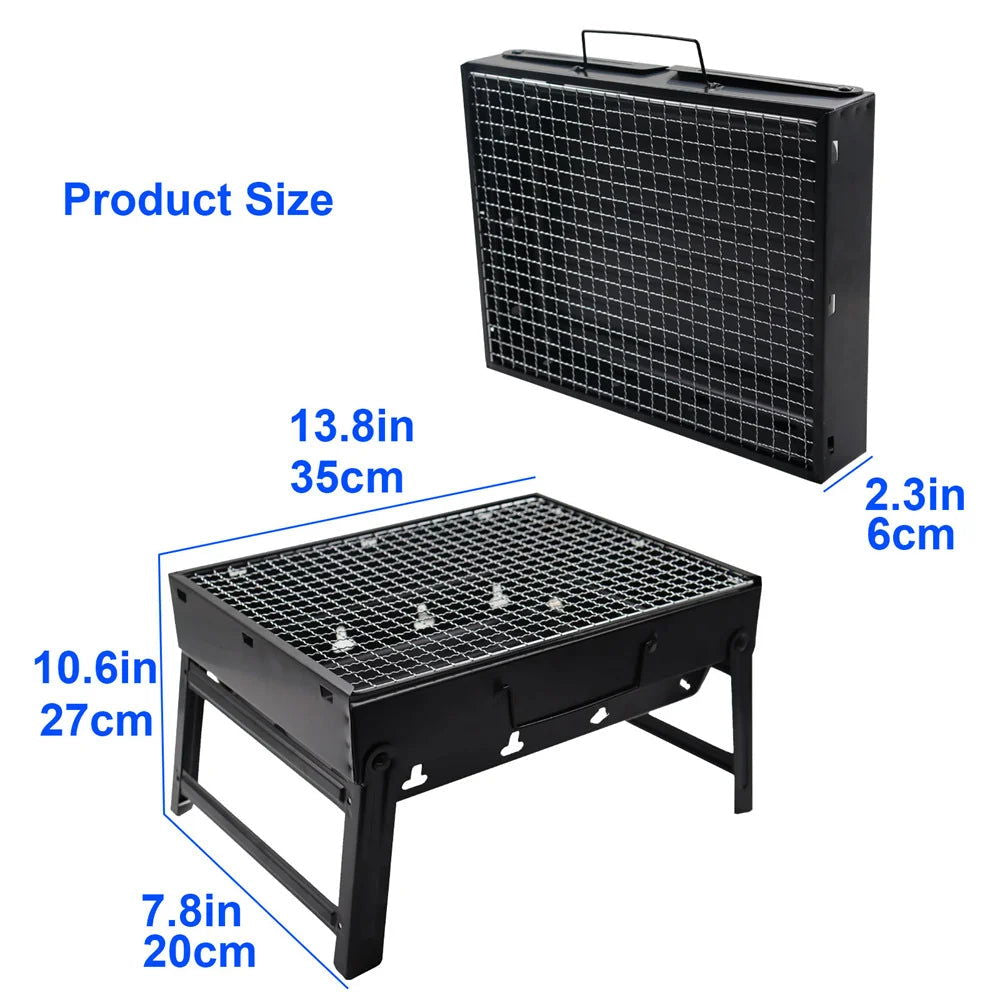Portable BBQ Charcoal Grill Stainless Steel Small Mini BBQ Tool Kit Outdoor Cooking Camping Picnic Beach Portable BBQ - Slobuy