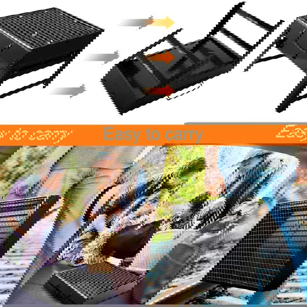 Portable BBQ Charcoal Grill Stainless Steel Small Mini BBQ Tool Kit Outdoor Cooking Camping Picnic Beach Portable BBQ - Slobuy