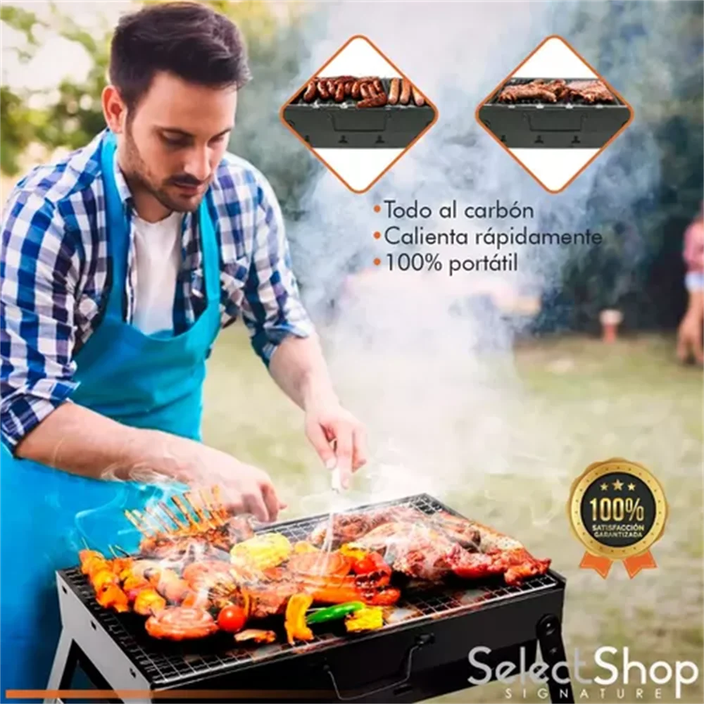Portable BBQ Charcoal Grill Stainless Steel Small Mini BBQ Tool Kit Outdoor Cooking Camping Picnic Beach Portable BBQ - Slobuy