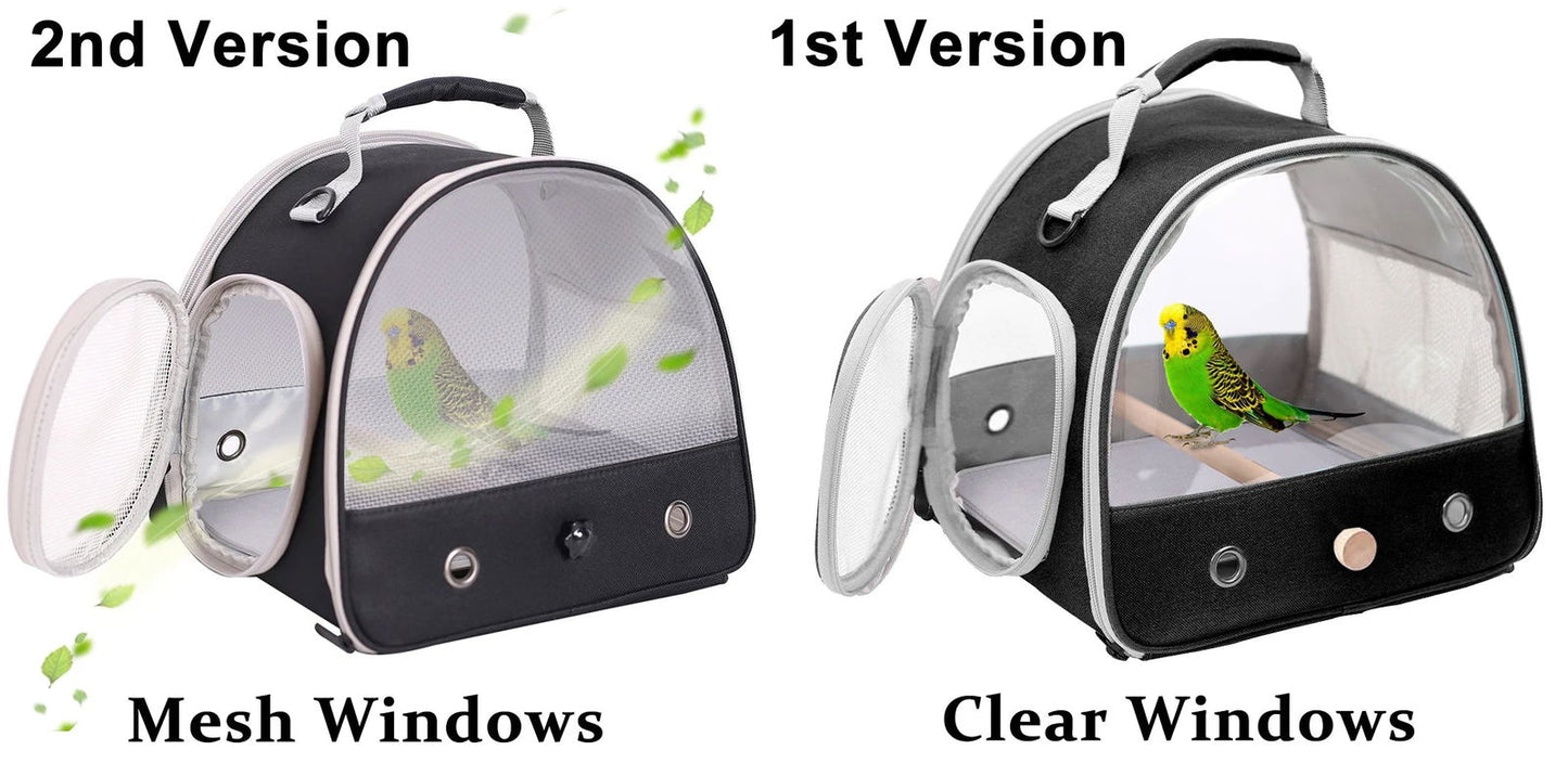 Portable Clear Bird Parrot Transport Cage Breathable Bird Carrier Travel Bag Small Pet Access Window Collapsible Outdoor Bag - Slobuy
