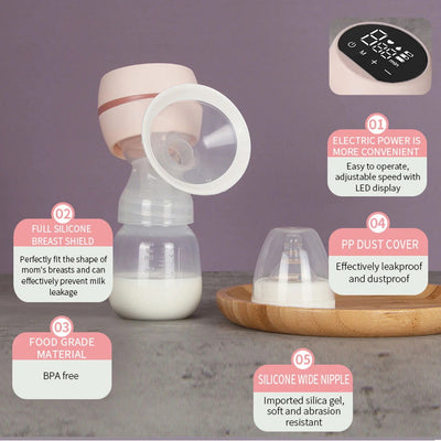 Portable Electric Breast Pump Breast Pump with LED Screen Milk Puller for Breastfeeding Low Noise 180ml Milk Bottle BPA-free - Slobuy