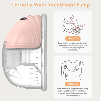 Portable Electric Breast Pump Wearable for Breastfeeding Hands Free 3 Modes 12 Suction Low Noise with 24mm Silicone Flange - Slobuy