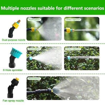 Portable Electric Gardening Sprayer Irrigation Tool USB 2400mah Rechargeable Telescopic Handle with 3 Nozzles for Yard Plant - Slobuy