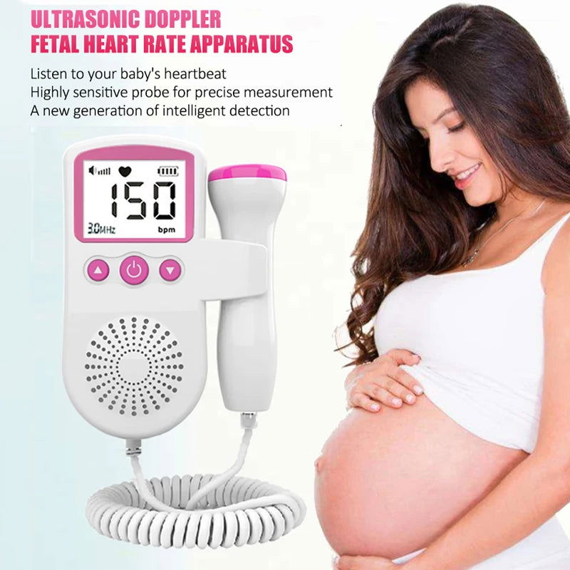 Portable Fetal Doppler Baby Monitor Heart Beat Monitor Probe LCD Display For Pregnant Maternity Women Home Pregnancy Pink Blue - Slobuy