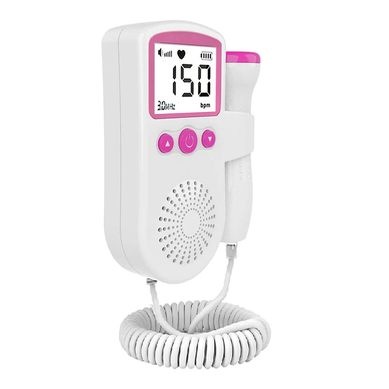 Portable Fetal Doppler Baby Monitor Heart Beat Monitor Probe LCD Display For Pregnant Maternity Women Home Pregnancy Pink Blue - Slobuy