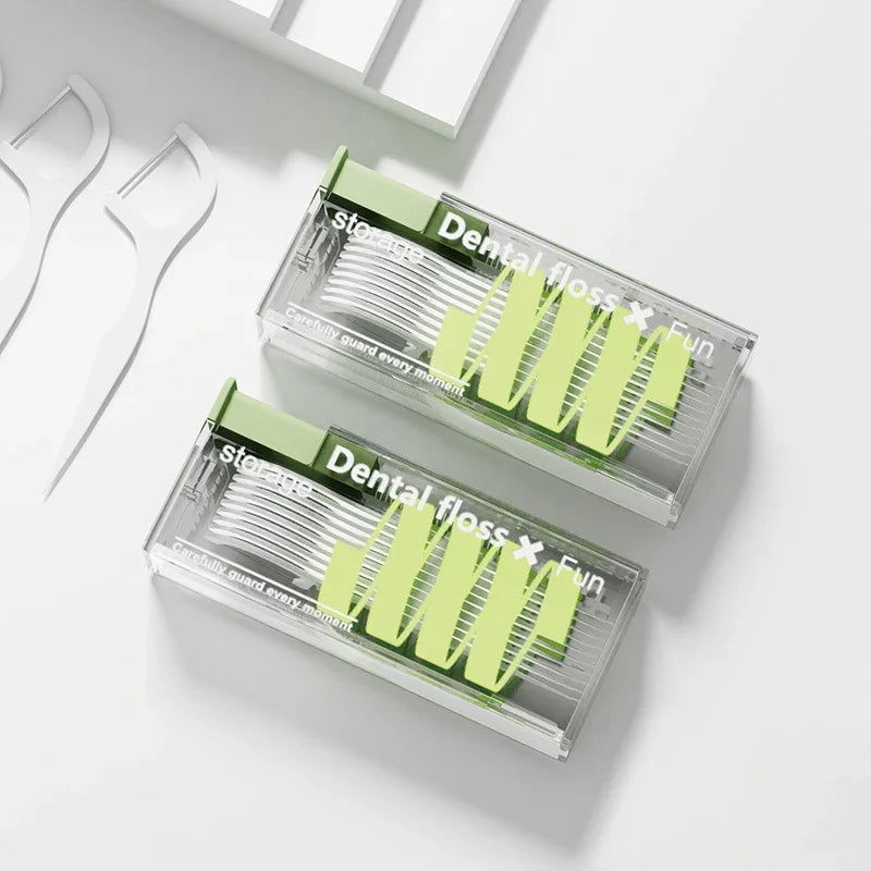 Portable Floss Dispenser Includes 10Pcs Floss Automatic Ejectable Floss Organiser Oral Care Press-on Disposable Flossing Sticks - Slobuy