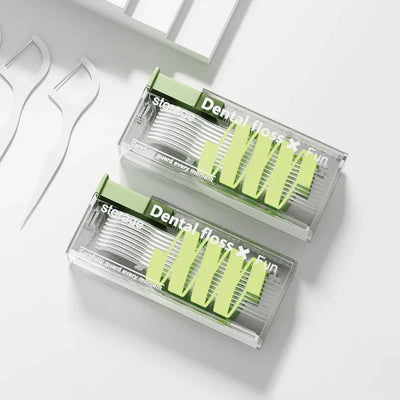 Portable Floss Dispenser Includes 10Pcs Floss Automatic Ejectable Floss Organiser Oral Care Press-on Disposable Flossing Sticks - Slobuy
