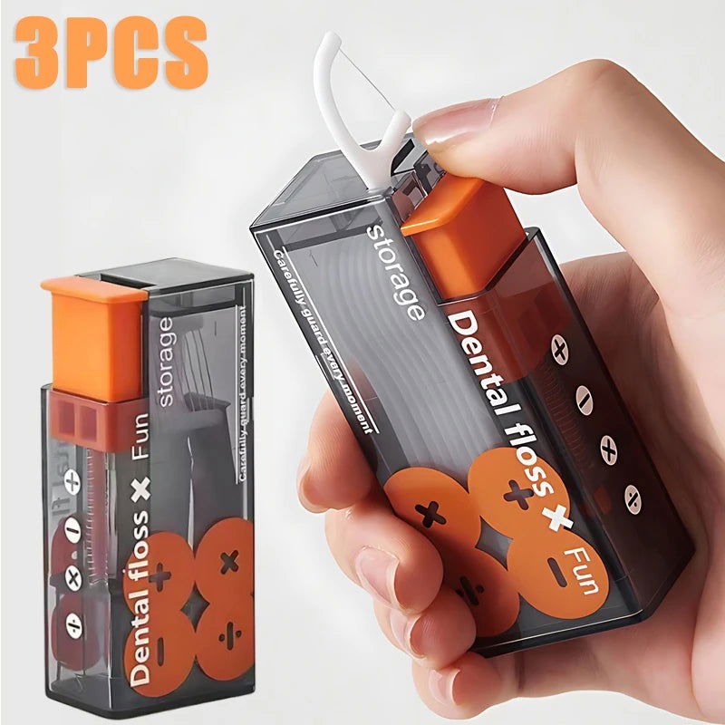 Portable Floss Dispenser Includes 10Pcs Floss Automatic Ejectable Floss Organiser Oral Care Press-on Disposable Flossing Sticks - Slobuy