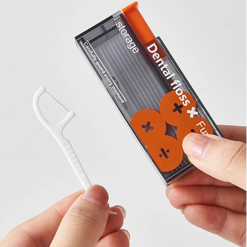 Portable Floss Dispenser Includes 10Pcs Floss Automatic Ejectable Floss Organiser Oral Care Press-on Disposable Flossing Sticks - Slobuy