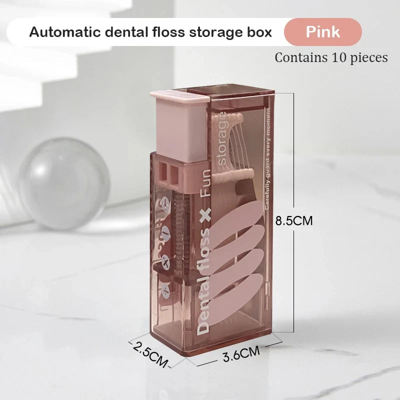 Portable Floss Dispenser Includes 10Pcs Floss Automatic Ejectable Floss Organiser Oral Care Press-on Disposable Flossing Sticks - Slobuy
