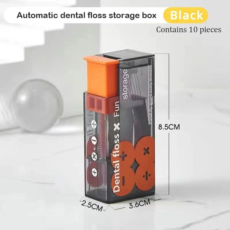 Portable Floss Dispenser Includes 10Pcs Floss Automatic Ejectable Floss Organiser Oral Care Press-on Disposable Flossing Sticks - Slobuy