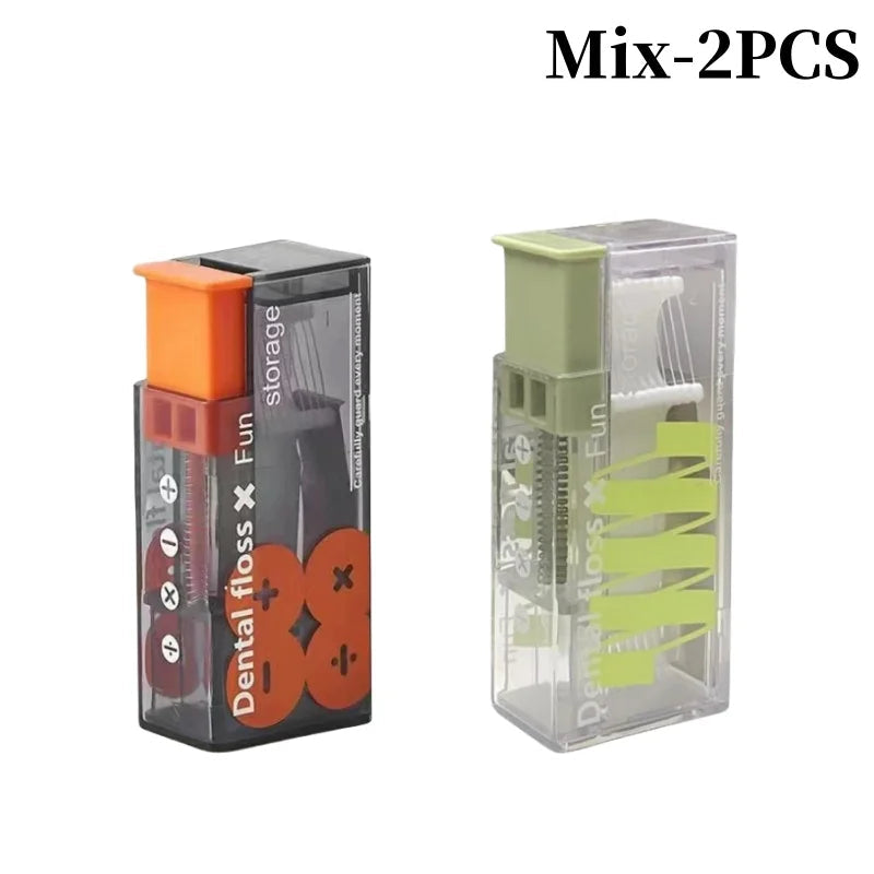 Portable Floss Dispenser Includes 10Pcs Floss Automatic Ejectable Floss Organiser Oral Care Press-on Disposable Flossing Sticks - Slobuy