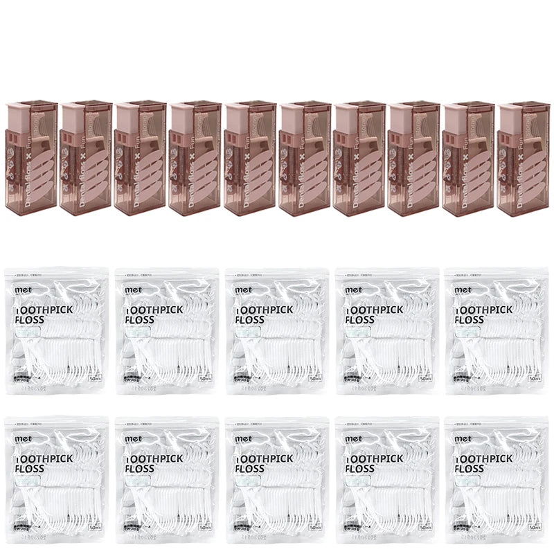 Portable Floss Dispenser Includes 10Pcs Floss Automatic Ejectable Floss Organiser Oral Care Press-on Disposable Flossing Sticks - Slobuy
