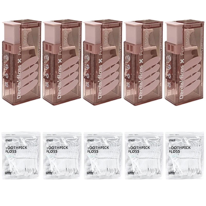 Portable Floss Dispenser Includes 10Pcs Floss Automatic Ejectable Floss Organiser Oral Care Press-on Disposable Flossing Sticks - Slobuy