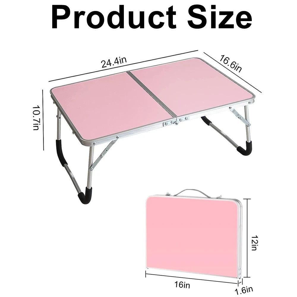 Portable Folding Laptop Desk, Mini Foldable Camping Table, Folding Picnic Table with Storage Space, Mini Lap Desk Reading Holder - Slobuy