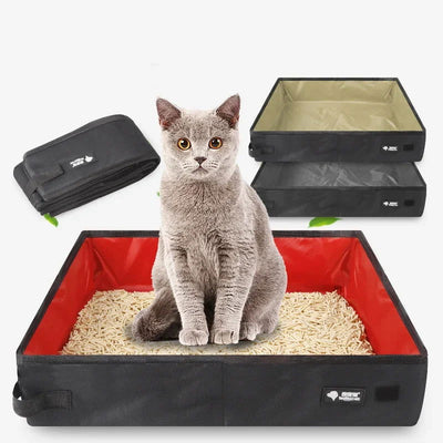 Portable Folding Travel Pet Litter Box Dog Toilet Tray Folding Cat Litter Potty Waterproof Outdoor Foldable Cat Litter Box - Slobuy