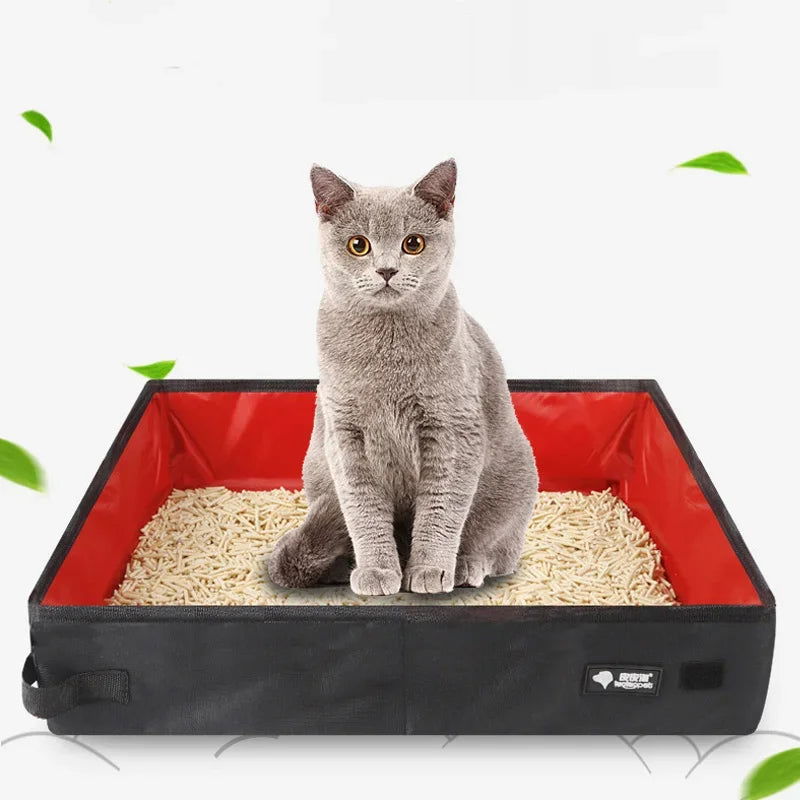 Portable Folding Travel Pet Litter Box Dog Toilet Tray Folding Cat Litter Potty Waterproof Outdoor Foldable Cat Litter Box - Slobuy