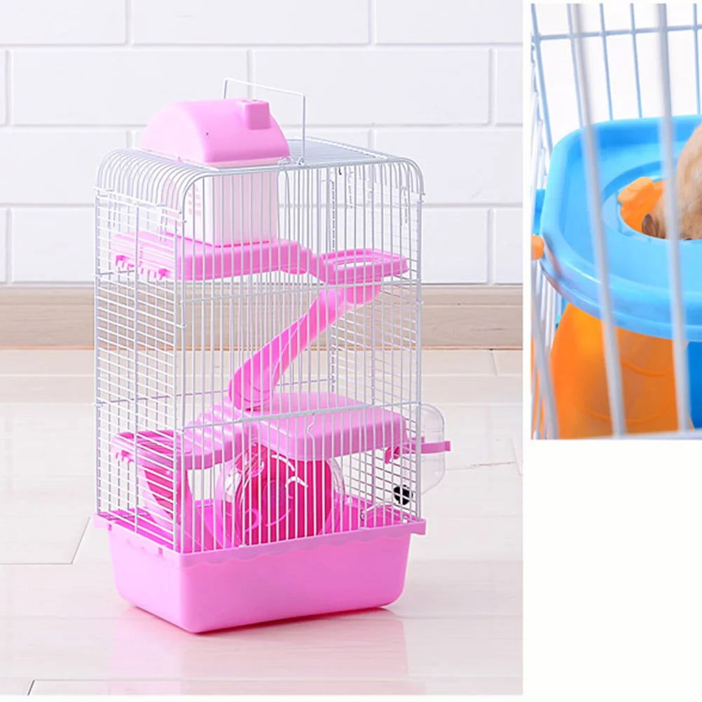 Portable Hamster Cage Three Layer Hamster Travel Carrier Small Pets House for Gerbil Chinchilla Hamster Rat Guinea - Slobuy