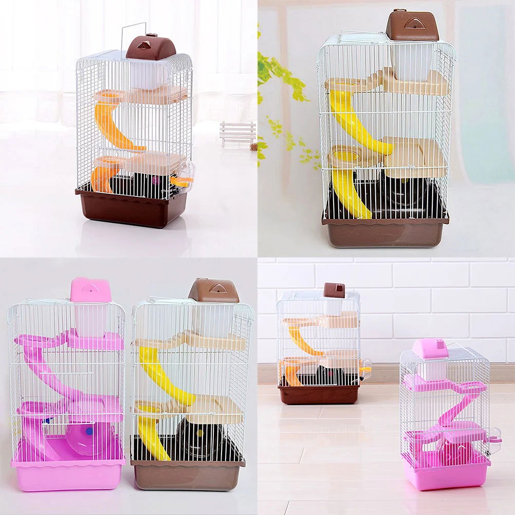 Portable Hamster Cage Three Layer Hamster Travel Carrier Small Pets House for Gerbil Chinchilla Hamster Rat Guinea - Slobuy