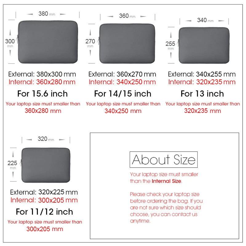 Portable Laptop Sleeve Bag Soft Cover 11 12 13 14 15 15.6 inch for Macbook Huawei Xiaomi Hp Dell Lenovo Notebook Accessories - Slobuy