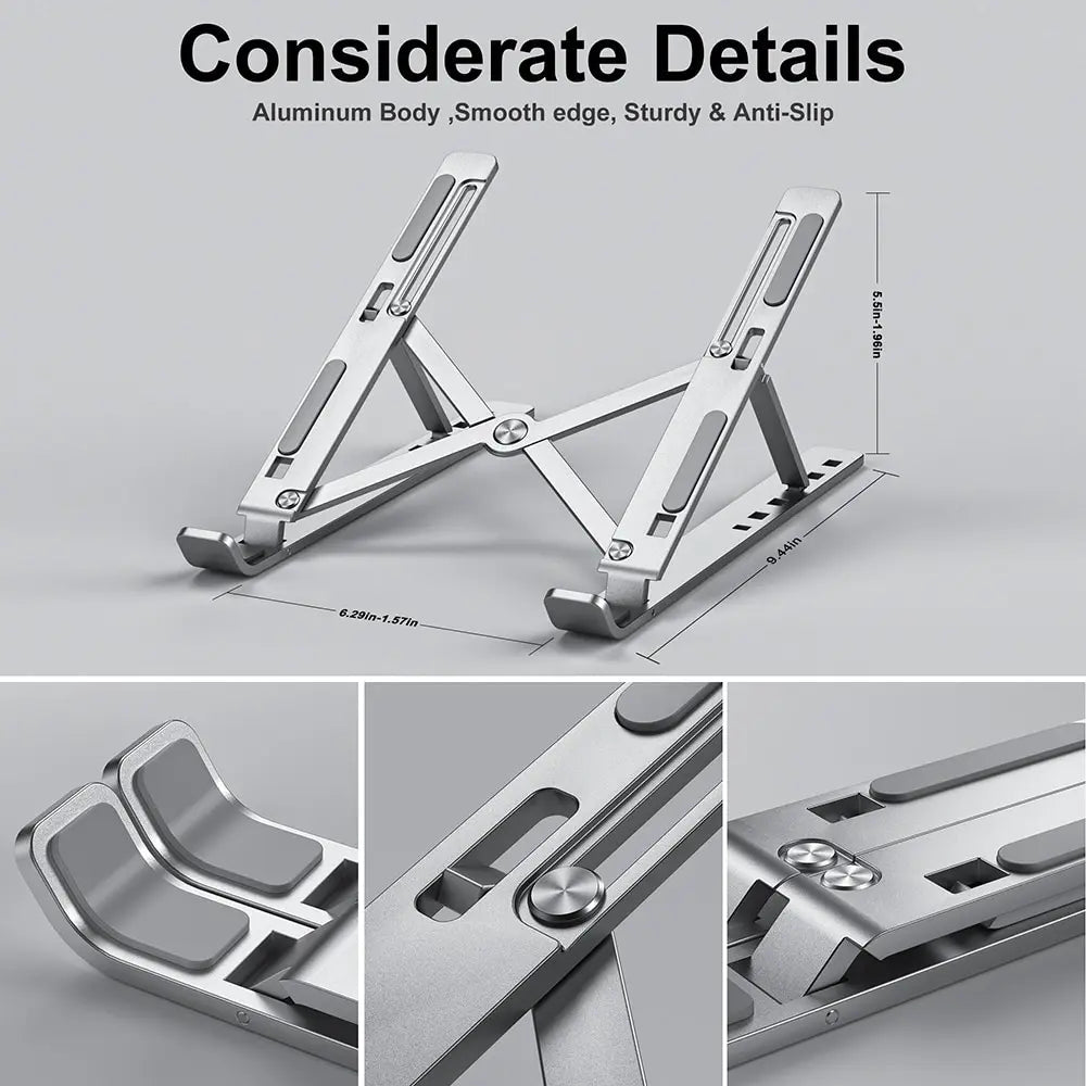 Portable Laptop Stand Aluminum Notebook Support Computer Bracket Macbook Air Pro Holder Accessories Foldable Lap Top Base For Pc - Slobuy