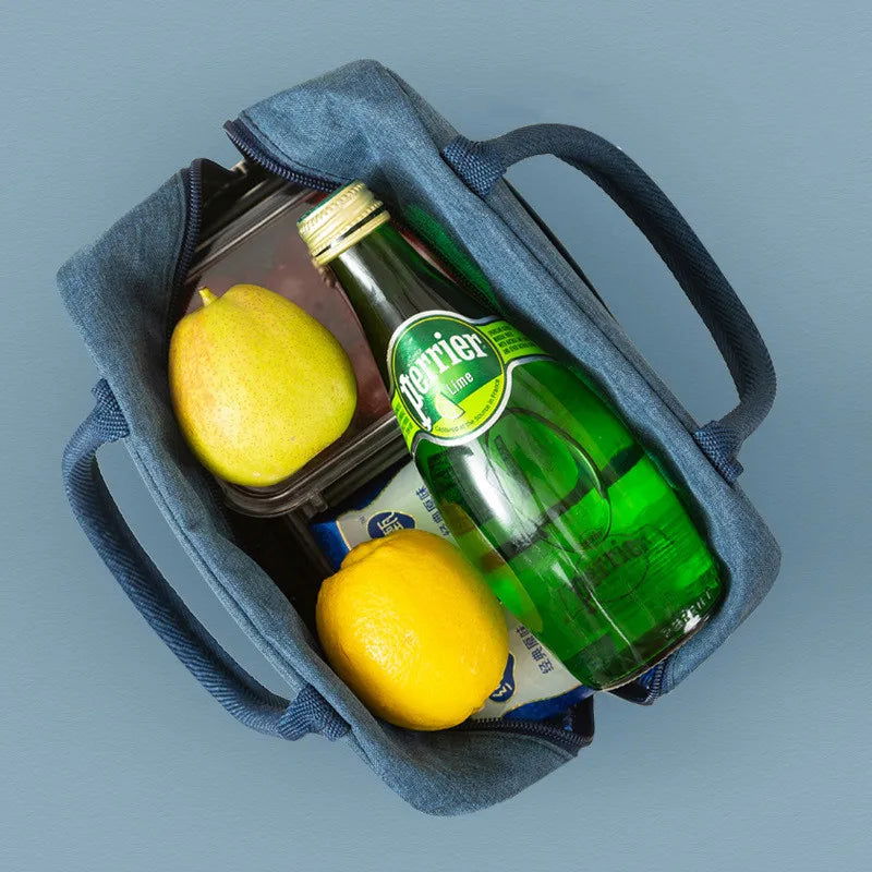 Portable Lunch Bag Lunch Box Thermal Insulated Canvas Tote Pouch Kids School Bento Portable Dinner Container Picnic Food Storage - Slobuy