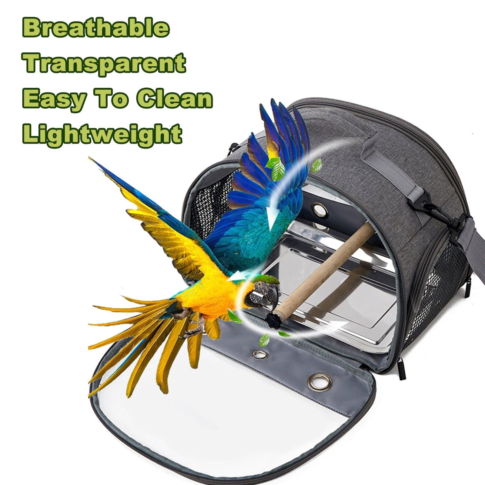 Portable Parrot Carrier Bag Bird Backpack with Perch for Birds Cage Side Window Foldable Samll Pet Travel Cage Bird Supplies - Slobuy