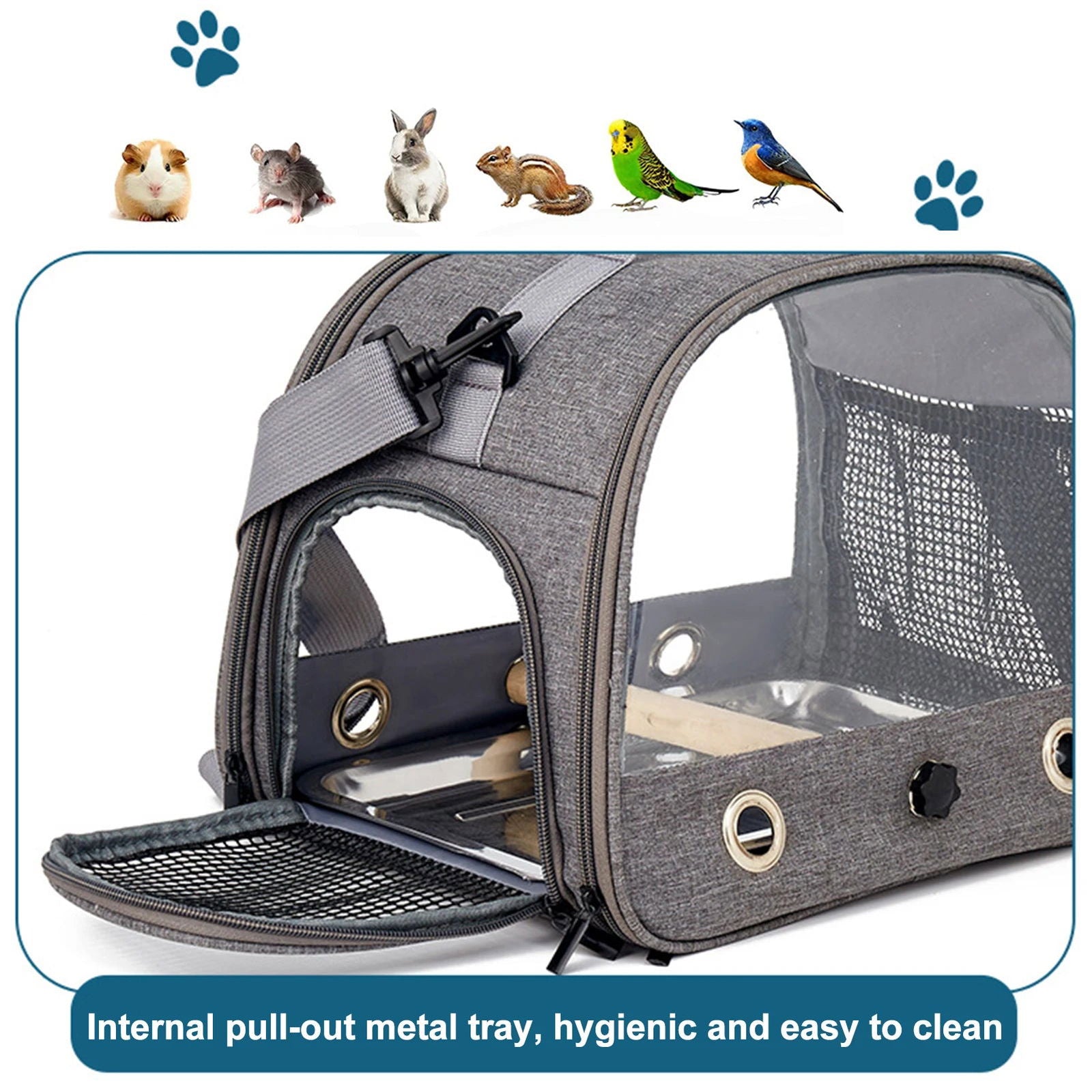 Portable Parrot Carrier Bag Bird Backpack with Perch for Birds Cage Side Window Foldable Samll Pet Travel Cage Bird Supplies - Slobuy