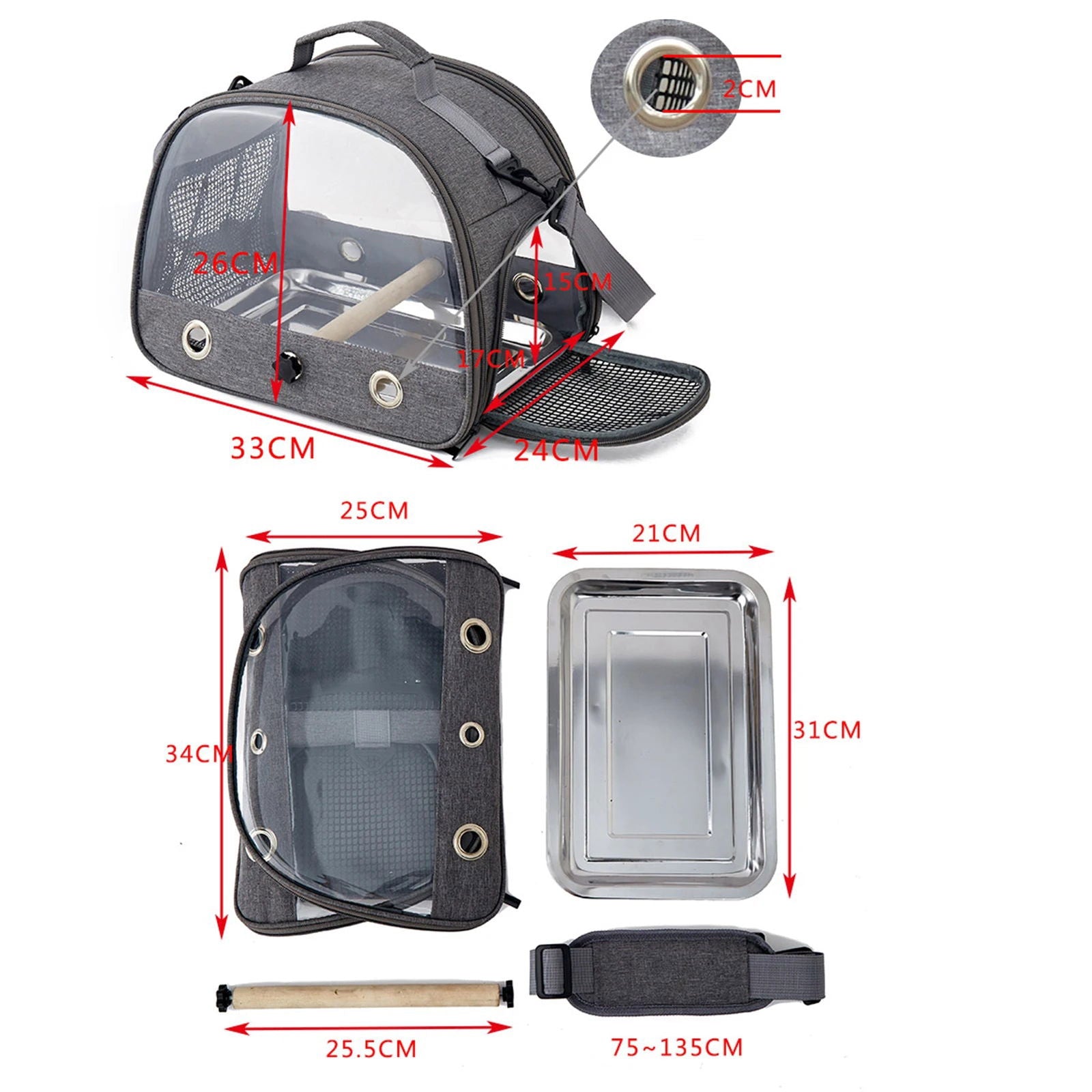 Portable Parrot Carrier Bag Bird Backpack with Perch for Birds Cage Side Window Foldable Samll Pet Travel Cage Bird Supplies - Slobuy