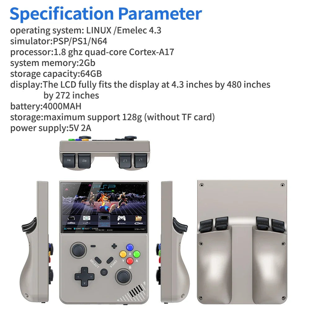 Portable Retro R43 PRO 4.3”Screen 256G Handheld Game Player 70000+ Games for PS1 PSP N64 MAME Play Anytime Anywhere Retro Gaming - Slobuy