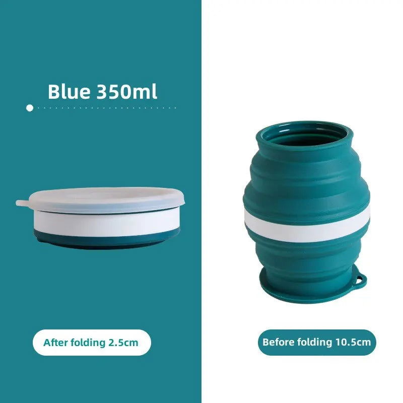 Portable Silicone Foldable Cup With Lanyard Heat Resistant Collapsible Cups Lid Folding Storage Travel Mug For Hot Water - Slobuy
