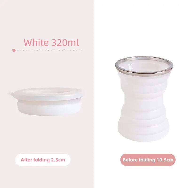 Portable Silicone Foldable Cup With Lanyard Heat Resistant Collapsible Cups Lid Folding Storage Travel Mug For Hot Water - Slobuy