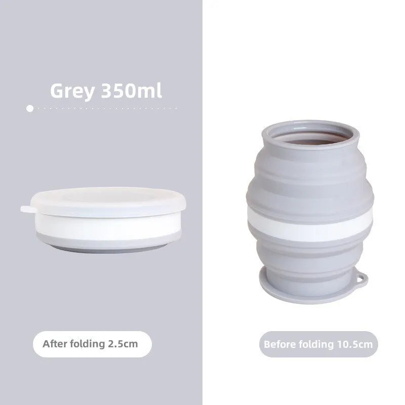Portable Silicone Foldable Cup With Lanyard Heat Resistant Collapsible Cups Lid Folding Storage Travel Mug For Hot Water - Slobuy