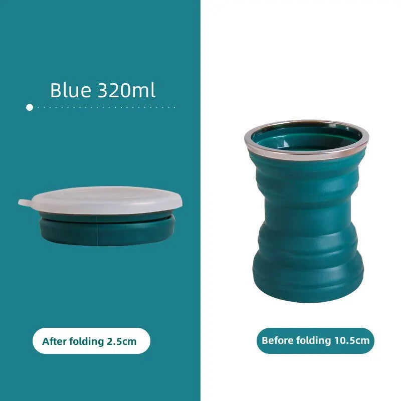 Portable Silicone Foldable Cup With Lanyard Heat Resistant Collapsible Cups Lid Folding Storage Travel Mug For Hot Water - Slobuy
