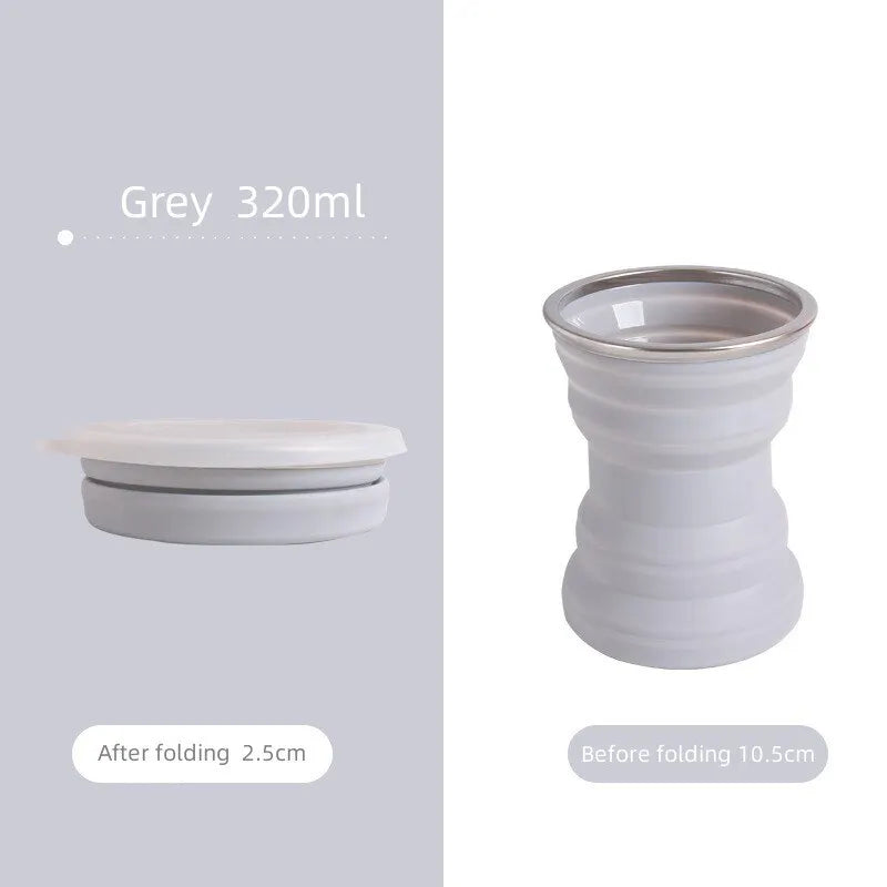 Portable Silicone Foldable Cup With Lanyard Heat Resistant Collapsible Cups Lid Folding Storage Travel Mug For Hot Water - Slobuy