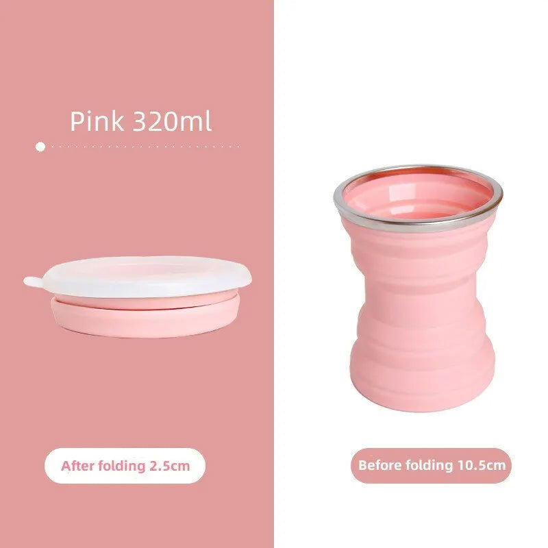 Portable Silicone Foldable Cup With Lanyard Heat Resistant Collapsible Cups Lid Folding Storage Travel Mug For Hot Water - Slobuy