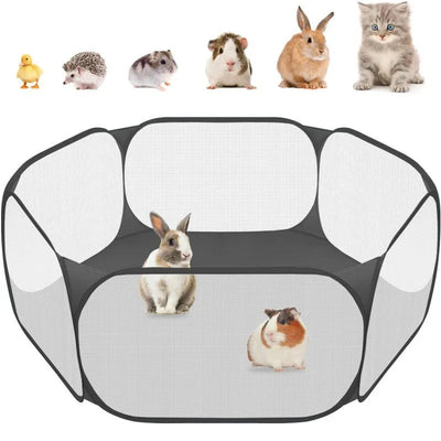 Portable Small Pet Cage Transparent Cat and Dog Cage Tent Pet Playpen Open Folding Yard Fence For Dog Hamster Rabbit Guinea Pig - Slobuy