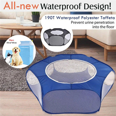 Portable Small Pet Cage Transparent Hedgehog Cage Tent Pet Playpen Open Folding Yard Fence For Dog Hamster Rabbit Guinea Pig - Slobuy