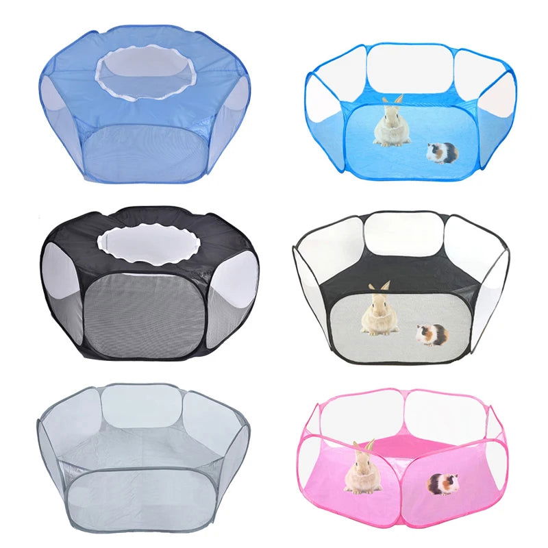 Portable Small Pet Cage Transparent Hedgehog Cage Tent Pet Playpen Open Folding Yard Fence For Dog Hamster Rabbit Guinea Pig - Slobuy