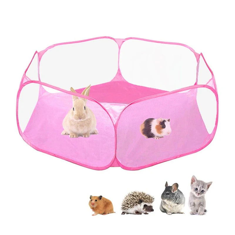 Portable Small Pet Cage Transparent Hedgehog Cage Tent Pet Playpen Open Folding Yard Fence For Dog Hamster Rabbit Guinea Pig - Slobuy