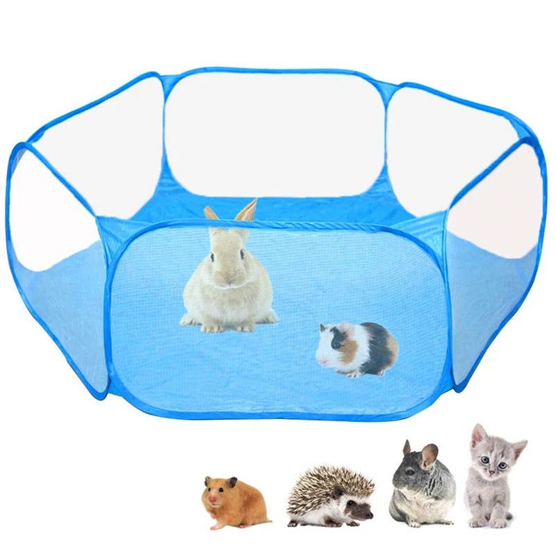 Portable Small Pet Cage Transparent Hedgehog Cage Tent Pet Playpen Open Folding Yard Fence For Dog Hamster Rabbit Guinea Pig - Slobuy