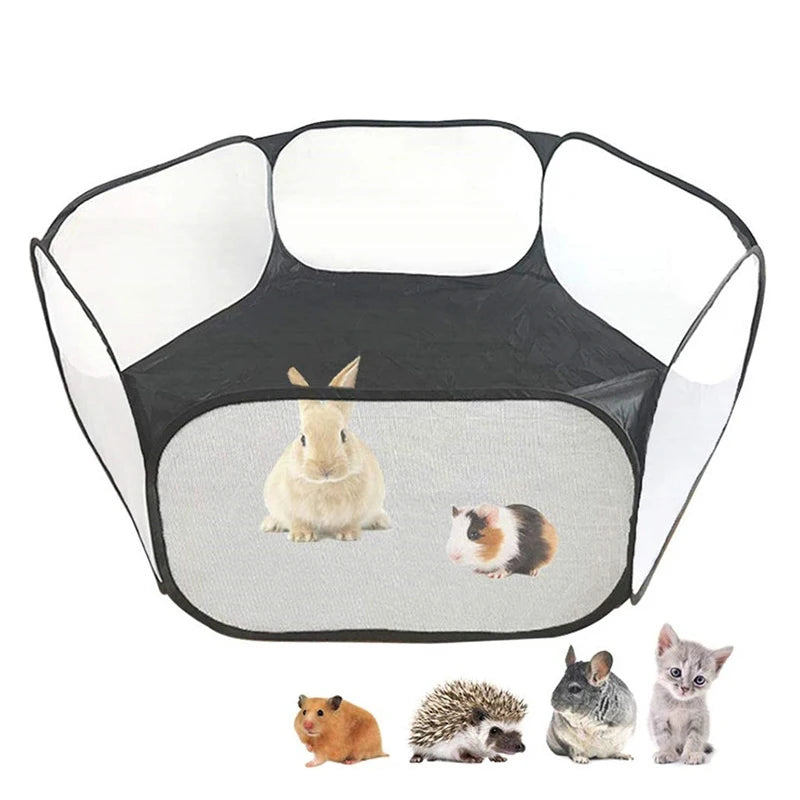 Portable Small Pet Cage Transparent Hedgehog Cage Tent Pet Playpen Open Folding Yard Fence For Dog Hamster Rabbit Guinea Pig - Slobuy