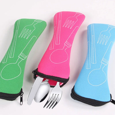 Portable Tableware Bag Cutlery  Dinner Set Travel Packaging Storage Box Dinnerware Picnic Fork Spoon  Without - Slobuy