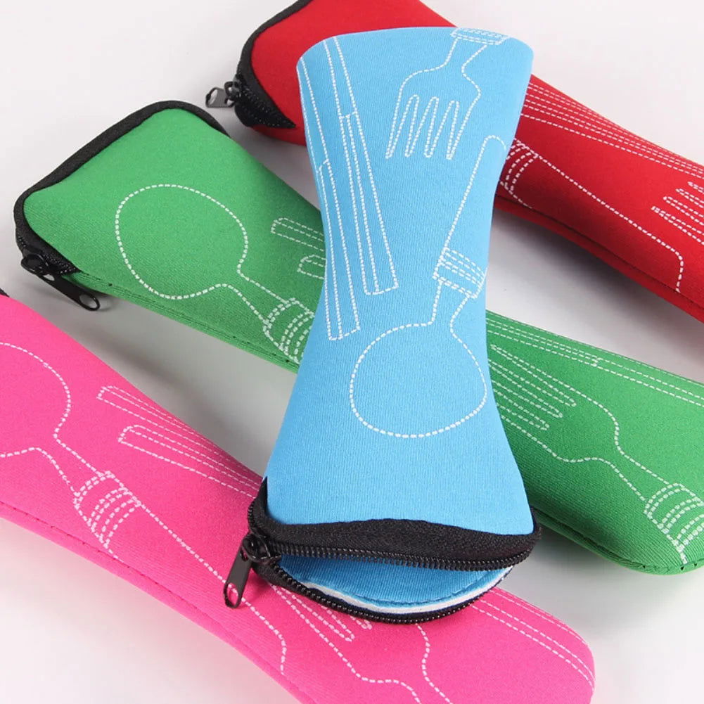 Portable Tableware Bag Cutlery  Dinner Set Travel Packaging Storage Box Dinnerware Picnic Fork Spoon  Without - Slobuy